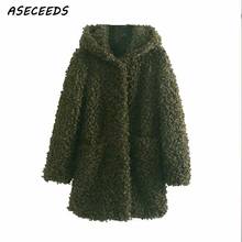 2019 Winter coats and jackets women faux fur coat kawaii warm  fuzzy fur jacket outerwear hooded lamb wool jacket plus size 2024 - buy cheap