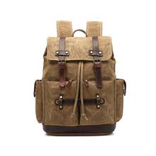 M395 New Arrive Waterproof Oil Wax Canvas with Cow Leather Backpack Travel School Bagpack Men Laptop Rucksack for Teenager Women 2024 - buy cheap