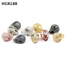 HGKLBB 2pcs White Zircon Copper Skull Copper Beads Charms Loose beads for Jewelry making Fashion bracelet Pendant DIY Findings 2024 - buy cheap
