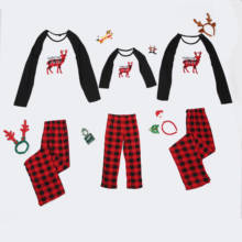 Pijama familiar de natal, pijama para crianças com estampa de cervo, manga longa + calças, 2 peças, roupa de dormir 2024 - compre barato