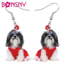 Bonsny Acrylic Christmas Chinese Shih Tzu Dog Lion Dog Earrings Drop Dangle Animal Jewelry For Women Girls Party Gift Accessory 2024 - buy cheap