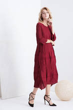 HOT SELLING  miyake FASHION o-neck three quarter SOLID pleated one-piece dress LOOSE dress IN STOCK 2024 - buy cheap