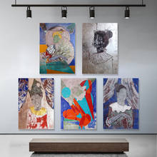 Pintura a óleo colorida retrato modular quadros da lona arte da parede posters impressão moderna sala de estar decoração casa sem quadro 2024 - compre barato