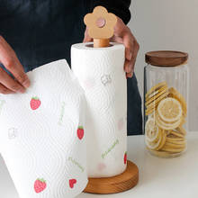 JOYLIVE Lazy Rag Rack Japanese Creative Kitchen Vertical Solid Wood Roll Paper Holder Beech Paper Towel Rack Small Flower 2021 2024 - buy cheap