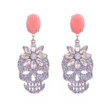 vintage beige white Acrylic drop Earrings for women Fashion ethnic black Crystal flower Earrings skull Head Jewelry Wholesale 2024 - buy cheap