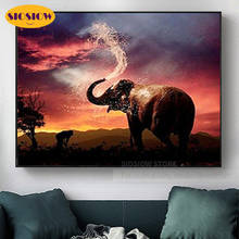 Animal 5d Diy Diamond Painting Elephant Sunset Scenery Full Square Drill Diamond Mosaic Embroidery Cross Stitch Decor Room Gifts 2024 - buy cheap