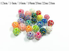 Cuentas de diamantes de imitación de resina de colores mezclados para joyería, DIY, diseño hecho a mano, 12mm/14mm/16mm/18mm/20mm/22mm 2024 - compra barato