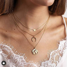 vintage layered necklace heart moon map Pendant Jewelry aesthetic accesories for girls chain on neck Gifts clothing women Chains 2024 - buy cheap