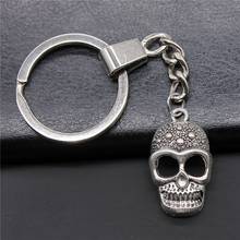 Fashion Antique Silver Color 28x16mm Skull Charms Pendants DIY Men Car Key Chain Ring Holder Keyring Gift 2024 - buy cheap