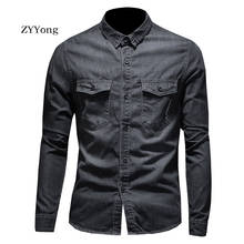 Autumn European Style Fashion Bomber Pilot Long Sleeve Black Thin Denim Shirt Men Jean Coat Motorcycle Casual Cowboy Clothing 2024 - buy cheap