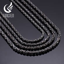 Fongten Square Box Link Chain Necklace Matte Stainless Steel Long Chain Black Men Necklaces Punk Jewelry 2024 - buy cheap