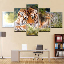 Modular Picture Home Decoration 5 Panel Animal Tiger Painting Wall Art Modern Canvas Hd Print For Living Room Poster Framework 2024 - buy cheap