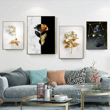 Boho Decor Golden Leaves Canvas Printings Abstract Geometric Marble Picture Wall Art Gold And White Nordic Painting Home Decor 2024 - buy cheap