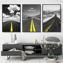 Nordic Black White Yellow Road Posters and Prints Landscape On The Way Canvas Paintings Wall Pictures for Living Room Home Decor 2024 - buy cheap