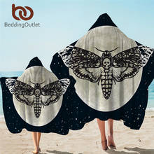 BeddingOutlet-Toalla de baño de microfibra para mujer, Toalla de playa con capucha, Calavera gótica, mariposa, azul, estrella de la muerte 2024 - compra barato