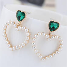 Ufavoirte Fashion Trendy Crystal Pendant Drop Earrings For Women Fashion Pearl heart Charm Statement Jewelry Wedding Earrings 2024 - buy cheap