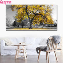 Full Square round drill 5D DIY Diamond embroidery yellow big tree landscape Diamond Painting Cross Stitch Rhinestone large decor 2024 - buy cheap