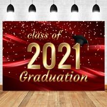 Classe de 2021 graduação pano de fundo vermelho dourado pontos chapéu glitter vinil fotografia fundo para photo studio photophone photocall 2024 - compre barato