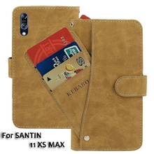 Funda de cuero con tapa para teléfono móvil, cartera Vintage con ranuras para tarjetas, de lujo, con imán, de 6,18 pulgadas, modelo SANTIN 11 XS MAX 2024 - compra barato