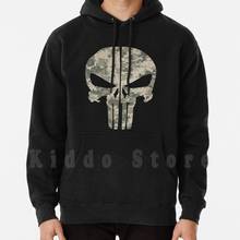 Sudadera con capucha de calavera de camuflaje, manga larga, calavera de camuflaje, esqueleto, contorno de camuflaje, castigador del Día de los muertos 2024 - compra barato