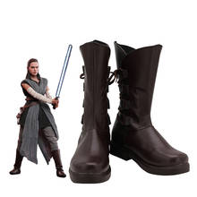 Botas de couro para cosplay da star wa the últimos jedi rey, sapatos personalizados para festa, carnaval, halloween, todos os tamanhos 2024 - compre barato