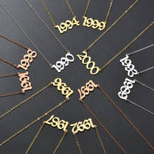 Collar con número de Fecha de nacimiento para mujer, collares con número de año de acero inoxidable, joyería personalizada para pareja, 1987 a 2000 2024 - compra barato