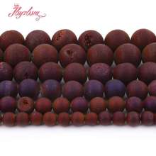 8,10,12,14mm Round Metallic Coated Druzy Purple Agates Stone Beads For DIY Necklace Bracelets Jewelry Making 15" 2024 - buy cheap