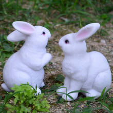 resin white lover bunny rabbits statue model Figurines landscape ornament gardening sculpture home garden decoration a0185 2024 - buy cheap