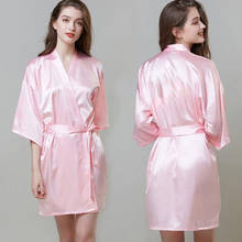 Новое шелковое кимоно халат женский шелковый халат для подружки невесты сексуальные темно-синие халаты Атласный халат женские халаты 2024 - купить недорого