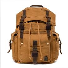 M344 винтажные кожаные военные холщовые рюкзаки для путешествий мужские и женские школьные рюкзаки мужская дорожная сумка большой парусиновый рюкзак большая сумка 2024 - купить недорого