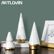 Artlovin-árvore de natal em estilo nórdico, figuras de cerâmica, cor branca e marmorizada, decoração de casa, sala de estar, ornamento, decoração de natal 2024 - compre barato