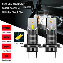 Kit de faros LED CSP para coche, lámpara Canbus sin errores, 30000LM, 110 K, ahorro de energía, cuerpo de aluminio IP68, impermeable 2x H7 5050 W 2024 - compra barato