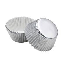100 pçs alumínio engrossado folha copos cupcake forros mini bolo muffin moldes de cozimento (prata) 2024 - compre barato