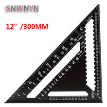 12 inch 30cm Metric Aluminum Alloy Triangle Ruler Woodworking Right Angle Square Measuring Ruler Protractor Black 2024 - buy cheap