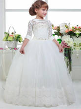 Vestidos de flores para niña, vestido de princesa para bodas, primera comunión, ocasión especial, vestido de desfile con lazo 2024 - compra barato