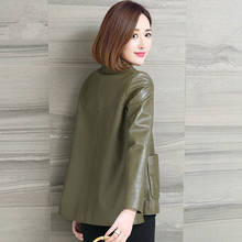 Jaqueta de couro genuíno feminina, casaco de pele de carneiro vintage coreano para primavera e outono de 2020 tamanhos kj3426 2024 - compre barato