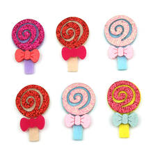25Pcs 2.1*3.6cm Glitters Lollipop shiny Padded Appliques For children's crafts Hairpin headwear stick-on Ornament decoration 2024 - buy cheap
