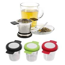 Infusor de chá reutilizável de aço inoxidável, cesta de malha fina com alças, filtro de chá com tampa, filtros de chá e café para folhas soltas 2024 - compre barato