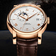 Lobinni clássico safira fase da lua relógios mecânicos relógio de couro genuíno masculino automático relogio masculino dropship 2024 - compre barato