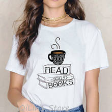 Beber bom café ler bons livros engraçado gráfico t camisas mulheres roupas tumblr verão topo feminino camiseta vintage t camisa roupas 2024 - compre barato