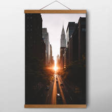 Cityscape Manhattan городское здание sunrise Wall Art плакаты Печать на холсте твердые деревянные Скручивающиеся картины для декора гостиной 2024 - купить недорого