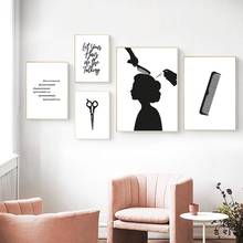 Salão de beleza decoração do cabelo citações maquiagem arte da parede pintura em tela hairstylist cabeleireiro posters e impressões fotos de parede decoração de casa 2024 - compre barato