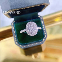 LUOWEND 18 к белое золото, Женское Обручальное Кольцо 0,60 карат золотые кольца Halo anillos mujer роскошные кольца с натуральным бриллиантом для женщин 2024 - купить недорого