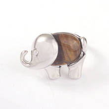 Anillo de dedo ajustable con forma de elefante para hombre, joyería con piedra de ojo de tigre Natural, chapado en plata, 1 unidad, 100 2024 - compra barato