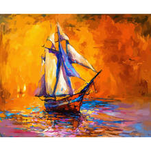 Um barco à vela cenário diy pintura por números pintados à mão pintura a óleo adulto criança imagem colorir decoração de casa presente exclusivo 2024 - compre barato