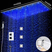 16 inch x 31 inch ceiling rainfall big shower faucet set massage LED shower system body jets 4 inch thermostatic mixer 2024 - buy cheap