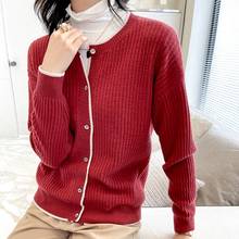 Oneck Jumpers for Lady 100% Australia Wool Knitting Jackets Woman Hot Sale Long Sleeve Cardigans Standard Clothes 2024 - buy cheap
