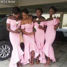 Vestidos africanos de dama de Honor de manga corta, vestido largo rosa de dama de Honor de talla grande, vestido de fiesta de boda para niñas negras 2024 - compra barato