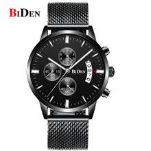 BIDEN top brand watch men's stainless steel mesh belt business clock waterproof watch men's luxury sports quartz watch 2024 - buy cheap