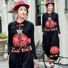 Женская одежда в китайском стиле ханьфу, весенний винтажный жилет в стиле ретро, вышитые этнические хлопковые блузки 2021, женский китайский топ T2348 2024 - купить недорого